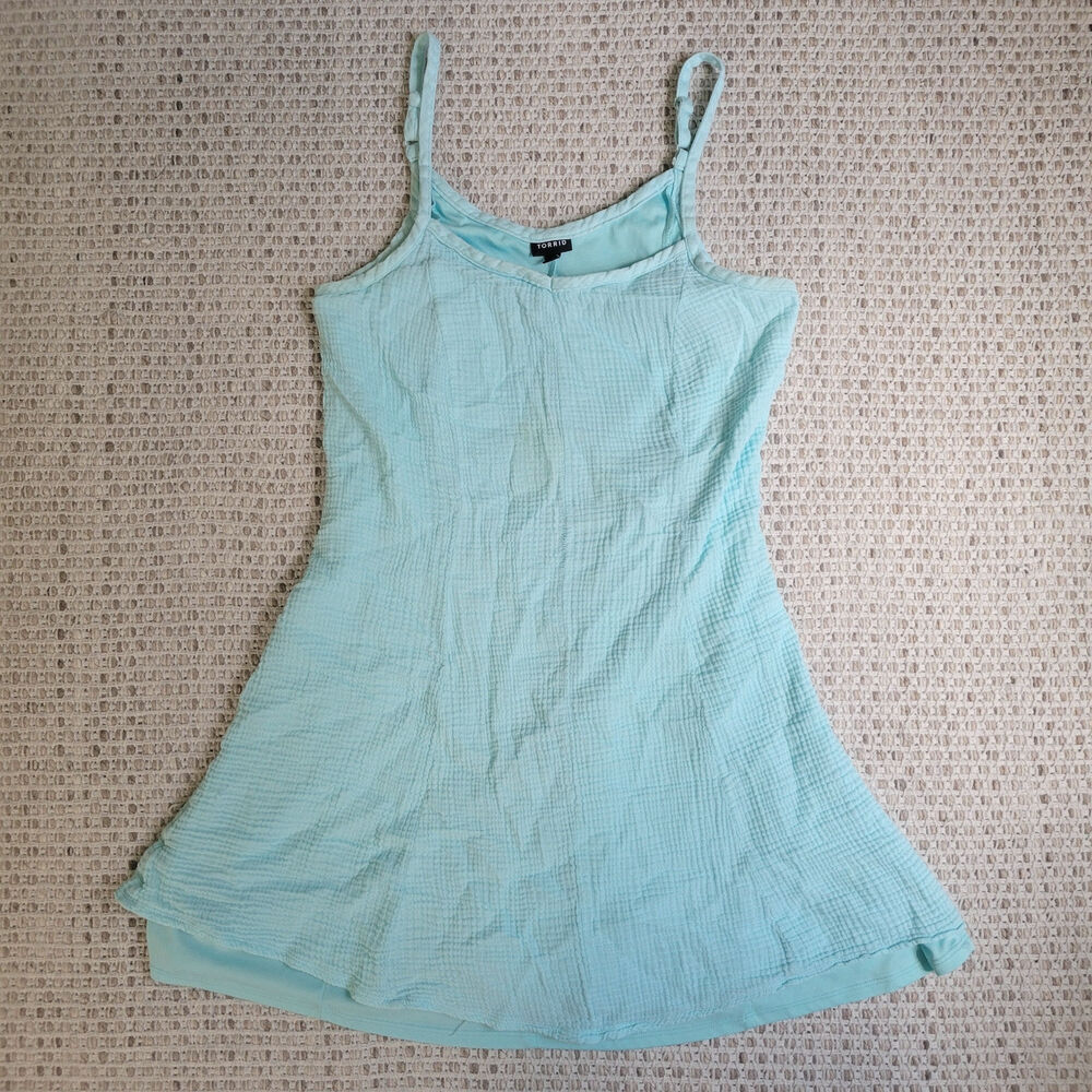 Torrid Womens Large* Light Blue Short Dress Cotton Gauze Mini Sleeveless